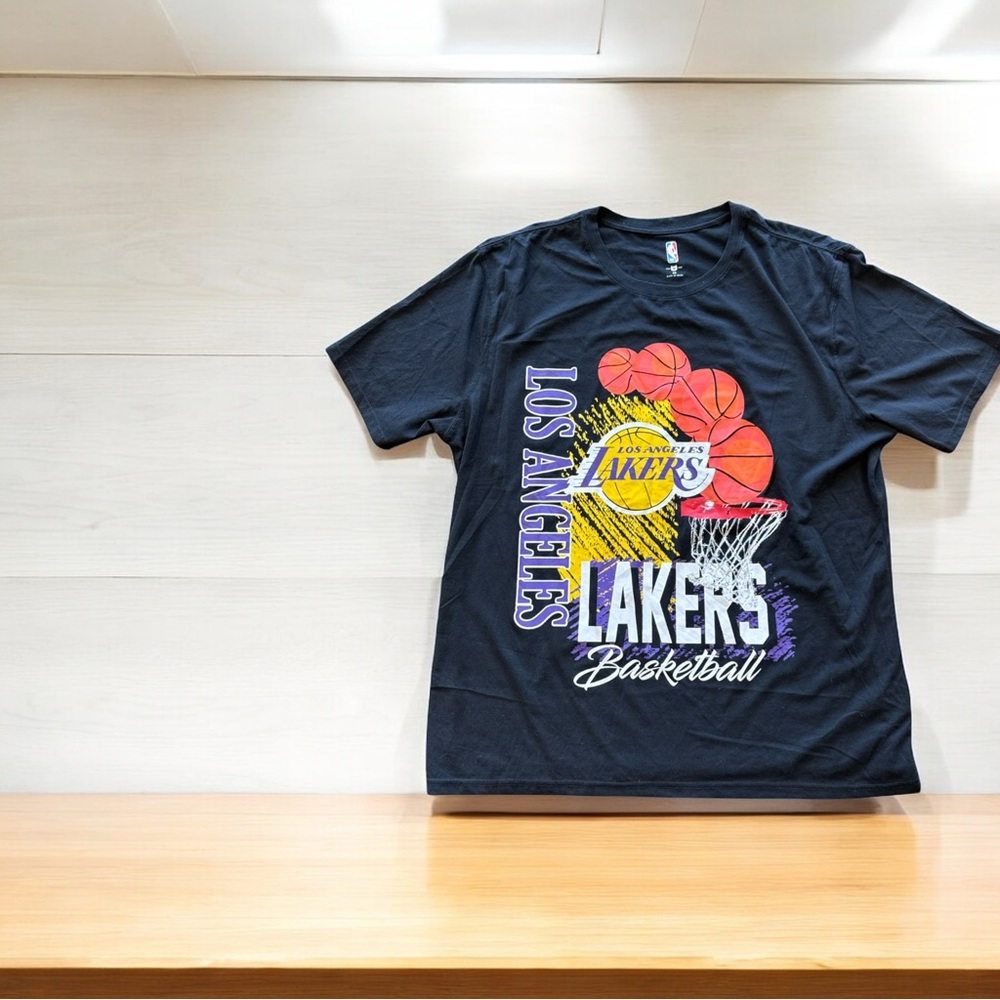 NBA Los Angeles LA Lakers Basketball Short Sleeve Mens Black T Shirt 3XL